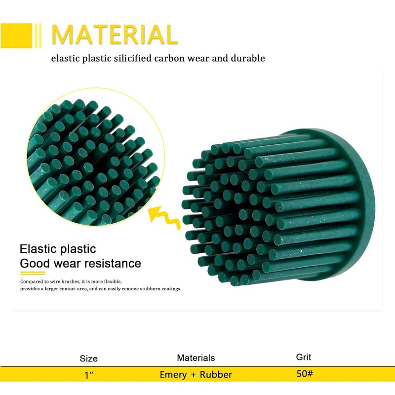 HIEMTE HIEMIE Tools 1 Inch Bristle Disc Grit 50# (Green) with 1 Inch Shank Attachment Abrasive Coating Removal Disc for Metal - Image 3